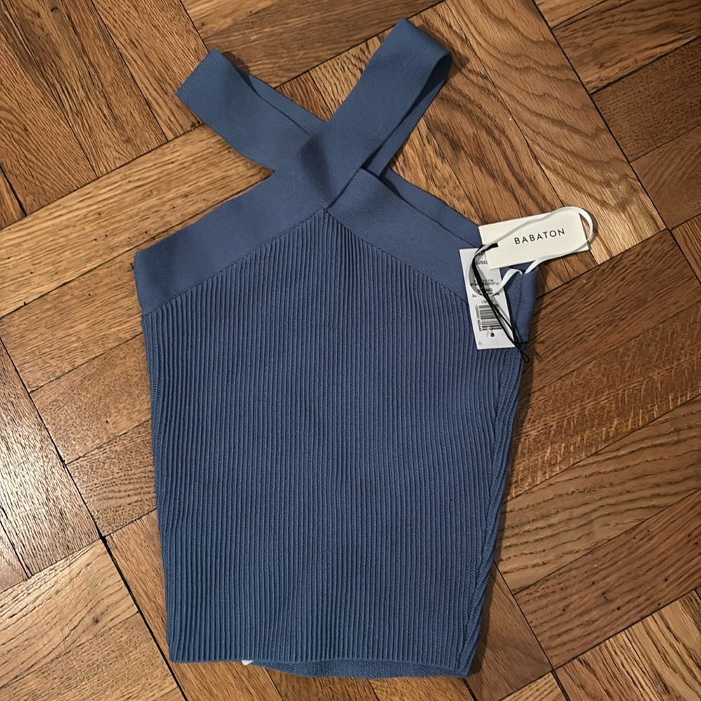 Aritzia Babaton blue cross cross tank. New with tags. Size 2XS